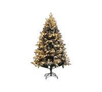 Sapin de Noël artificiel LED enneigé H. 180 cm - 200 LEDs blanc chaud, 793 branches - vert blanc
