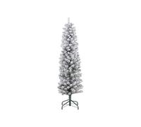 Sapin de Noël artificiel LED H.150 cm - sapin de Noël mince enneigé - 263 branches 120 LED blanc chaud