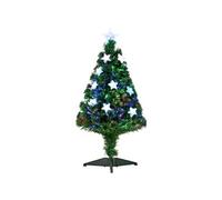 Homcom Sapin de Noël sapin artificiel lumineux fibre optique LED multicolore + support pied Ø 45 x 90H cm 90 branches étoile sommet brillante vert