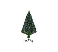 HOMCOM Sapin de Noël Artificiel Lumineux 120H cm Fibre Optique Vert | Multicolore, Support Pied, 130 Branches, étoile Sommet Brillante