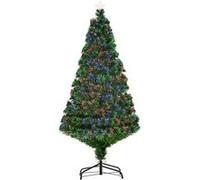 HomCom Sapin de Noël artificiel 150 cm fibre optique vert multicolore 180 branches pied étoile