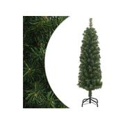 Sapin de Noël Artificiel Mince avec Support Arbre de Noël Décoration de Noël Jardin Patio Arrière-cour Extérieur Vert 120 cm PVC 328480