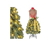 Giantex Sapin de Noël Artificiel Pré-éclairé de 150 cm, Arbre de Noël Mannequin avec Jupe Vert