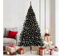 vidaXL Sapin de Noël Artificiel pré-éclairé Noir 180 cm PVC, Arbre de Noël Moderne en cône, déco Lumineuse LED pré-éclairée, éclairage de Jardin Festif, intérieur saisonnier