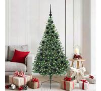 vidaXL Sapin de Noël Artificiel pré-éclairé Vert 180 cm PVC, Arbre de Noël Moderne en cône, déco Lumineuse LED pré-éclairée, éclairage de Jardin Festif, intérieur saisonnier