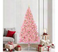 vidaXL Demi-arbre de Noël 180 cm pré-éclairé en PVC et acier avec LED et boules, vert