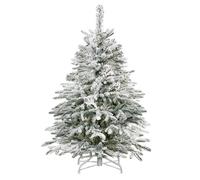Springos Sapin de Noël Artificiel de 120 cm sur Tronc recouvert de Neige - Épicéa Naturel Artificiel avec 140 Pointes et Support en métal Solide - Aspect Neige - Petit pour décoration d'hiver