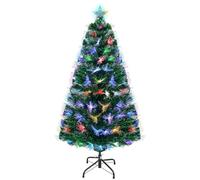 Sapin de Noël Artificiel Uten pré-éclairé, 180 cm, avec 220 Pointes en PVC, lumières LED Multicolores intégrées, Support en métal