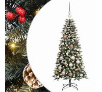 Sapin de Noël Artificiel Vert 120 cm PVC Plastique et Acier | LED blanches chaudes, connecteur USB, intérieur extérieur, montage au tournevis, cadre acier stable