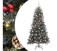 Sapin de Noël Artificiel Vert 210 cm PVC Plastique et Acier | Forme cône,LED chaudes,bandes flexibles,alimentation USB 5 V,usage intérieur extérieur,housse de