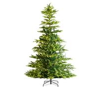 VEVOR Sapin de Noël Artificiel, 2,25 m, Arbre de Noël Pré-éclairé avec 700 Lumières LED Blanc Chaud, 1319 Pointes de Branches, Base Métal pour Décoration d'Intérieur de Fêtes de Noël, Bureau, Maison