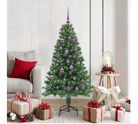 Sapin de Noël artificiel - vidaXL - 150 cm - PVC, Acier et Plastique - Guirlande LED