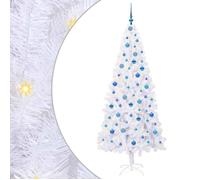 Sapin de Noël artificiel - vidaXL - 210 cm - Blanc - PVC et Acier - 300 LED - Guirlande lumineuse LED
