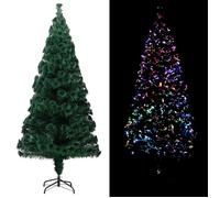 Sapin de Noël artificiel - vidaXL - 210 cm - Fibre optique - Lumières colorées - Réutilisable
