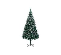 vidaXL Sapin de Noël 210 cm avec pommes de pin et neige blanche – Vert et blanc