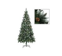Sapin de Noël avec Pommes de Pin et Paillettes Blanches Arbre de Noël Artificiel Décoration de Noël Salon Salle de Séjour Maison 210 cm