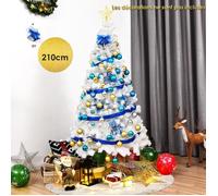 Sapin de Noël - COSTWAY - 210cm - Artificiel - PVC - Pied en Métal - Blanc