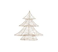 Sapin de Noël Décoratif à 20 LED Blanc Chaud, 30 cm de Haut, Métal, Doré,