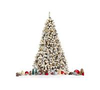 Giantex Sapin de Noël Enneigé Artificiel 225 CM, 450 LED et 1010 Branches, Matériel PVC Blanc G
