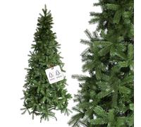 Sapin de Noël Fin en PVC réaliste, idéal pour Les Petits espaces, de très Haute qualité, 714 Branches serrées et Base Stable, Design élégant pour décorations de Noël de Classe, 180 cm