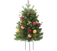 Sapin de Noël lumineux, remplisseur de jardinière de Noël, jardinière de Noël, remplissage de jardinière de vacances, décorations extérieures, faux arbres de Noël éclairés avec piquet de (Green, 75cm)