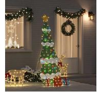 vidaXL Sapin de Noël lumineux avec 3 boîtes-cadeaux 2D blanc chaud