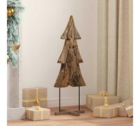 vidaXL Sapin de Noël avec support Marron 151 cm Bois de teck solide 42017932