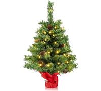 Sapin de noël mini pré-éclairé, arbre de noël artificiel 64cm sur table