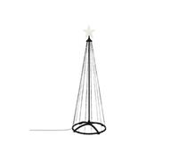 Sapin de noël pour extérieur 150cm éclairage à 154 LED blanc chaud dimmable structure conique en métal avec minuterie 9 modes télécommande guirlande