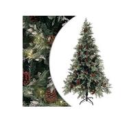 vidaXL Sapin de Noël pré-éclairé pommes de pin vert blanc 195cm PVC PE