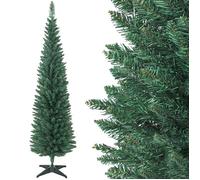 Sapin de Noël slim - HOMCOM - 321 pointes de branche - facile à monter et ranger - plastique et métal - 180H cm - vert