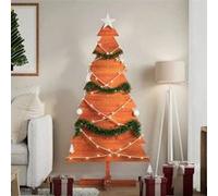 vidaXL Sapin de Noël en bois 150 cm – Bois de pin massif Marron – Intérieur