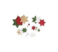 Sapin Etoiles de bois - tons rouge/vert - 11x16 cm - Rayher