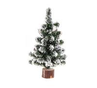 FEERIC CHRISTMAS - Décoration de Noël Sapin de Table Artificiel floqué Blanc sur Socle en Bois H 25 cm