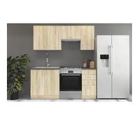 Sara Cuisine Complete Modulable - 5 Éléments - Décor Chene Sonoma - L 180 Cm - Plan De Travail Non Inclus