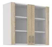 SARA Meuble haut - 2 portes - Décor chêne sonoma - L80 x P31 x H71,5 cm
