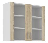 SARA Meuble haut - 2 portes - Décor chêne sonoma - L80 x P31 x H71,5 cm