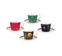 Sara Miller SMC79194-XG London Chelsea Collection Lot de 4 tasses à expresso et soucoupes en porcelaine 118 ml