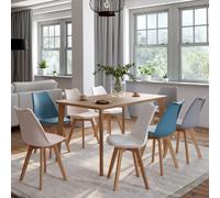 IDMarket Lot de 8 chaises scandinaves Sara mix pastel (rose x2,blanc x2,gris clair x2,bleu x2)