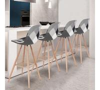 IDMarket Lot de 4 tabourets de bar SARA motifs patchworks noirs, gris et blancs