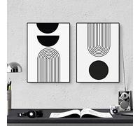 Sarah Duke Ensemble de 2 posters abstraits en toile - Décoration murale en noir et blanc - Ensemble de tableaux modernes sur toile - Affiche de ligne pour salon - Sans cadre - Décoration de chambre