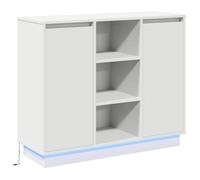 Sarazyj®Buffet Bahut KENNETH - LED - Meuble de rangement Blanc 90x32x75cm - Bois d'ingénierie - 976375