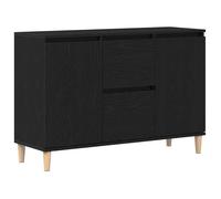 Sarazyj®Buffet de Cuisine KENNETH - ENFILADE - Armoire Bas vitrine avec tiroir Noir 102x35x60cm - Bois d'ingénierie - 171884