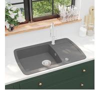 SARAZYJ@Évier de cuisine en granit - 1 Bac - Gris - Lavabo Vasque de cuisine CL502941