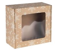 sarcia.eu Boîte à fenêtre carrée, boîte cadeau 20x20x10 cm (Flocon de neige, x1)