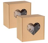 sarcia.eu Boîte carrée avec fenêtre en Forme de cœur, boîte Cadeau 20x20x10 cm x2