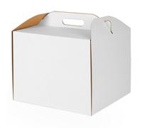 sarcia.eu Boîte en carton blanche pour gâteau, emballage pâtisserie avec poignée, boîte traiteur solide (1, Blanc, 26x26x25cm)