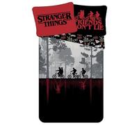 sarcia.eu Stranger Things Noir, Deux Faces, literie en Coton pour Enfants avec Fermeture éclair, 100% Coton 140x200cm+70x90 cm Oeko-TEX (J)