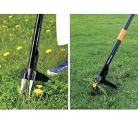 Fiskars Désherbeur Xact, longueur : 1 m, bras en acier inoxydable/poignée en plastique, noir/orange, emballage carton individuel, 1077305