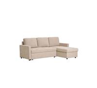SAREK - Canapé Convertible Méridienne-coffre Réversible en Tissu Beige - HOUSE_NORDIC
